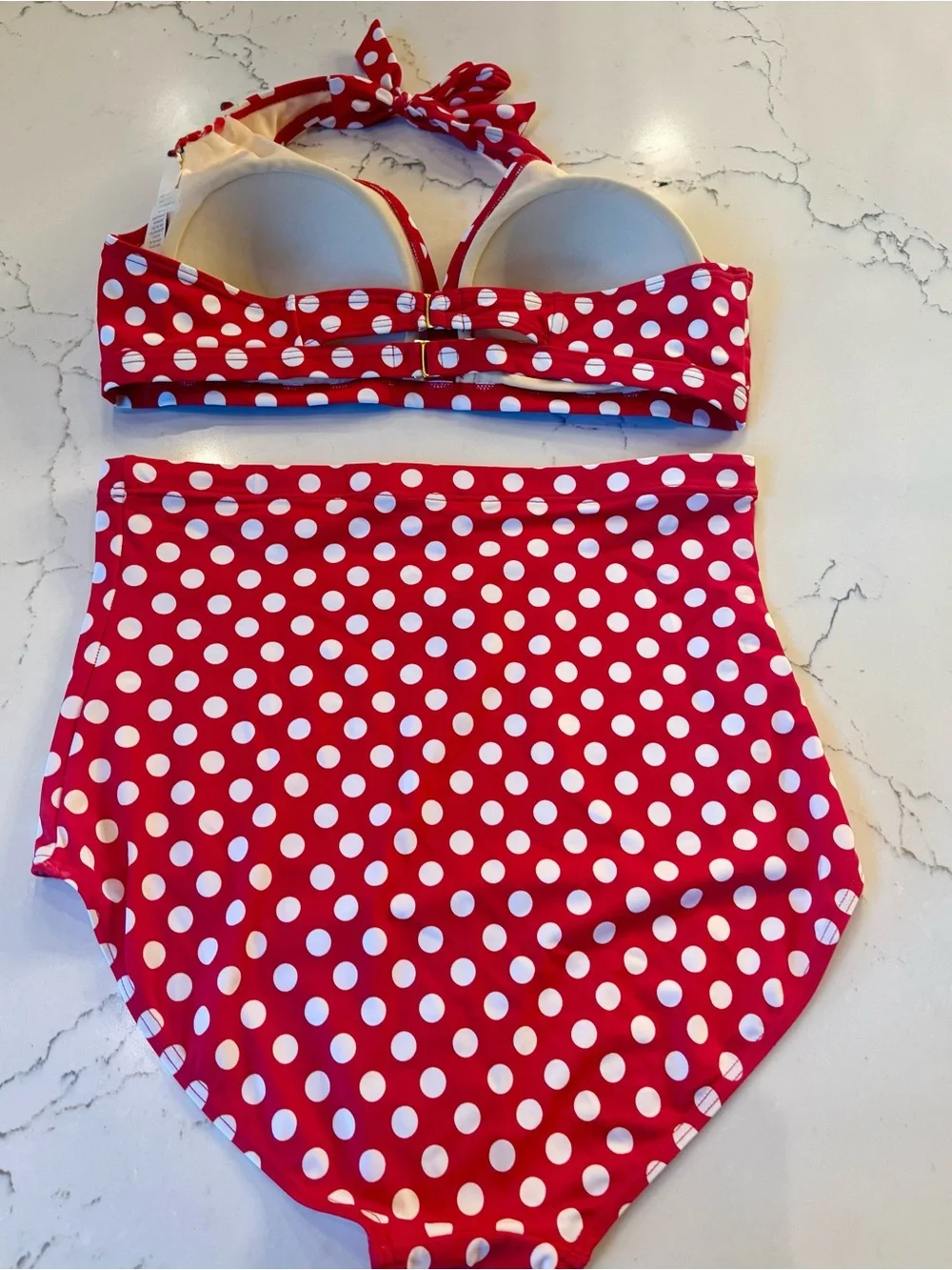 Swimsuits For All Red & White Polka Dot High-Waist Bikini SZ 14
